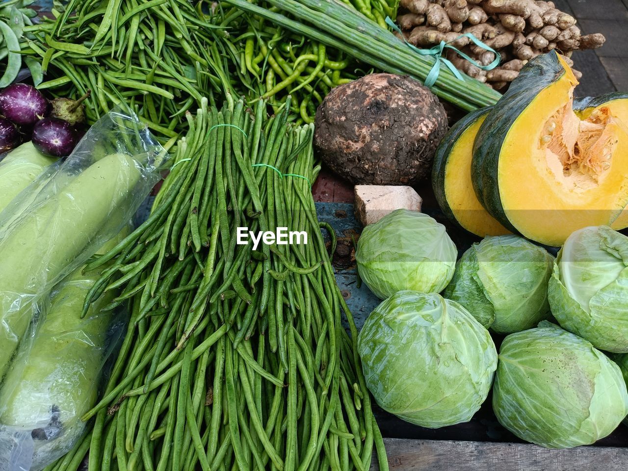 High angle view of vegetable in market