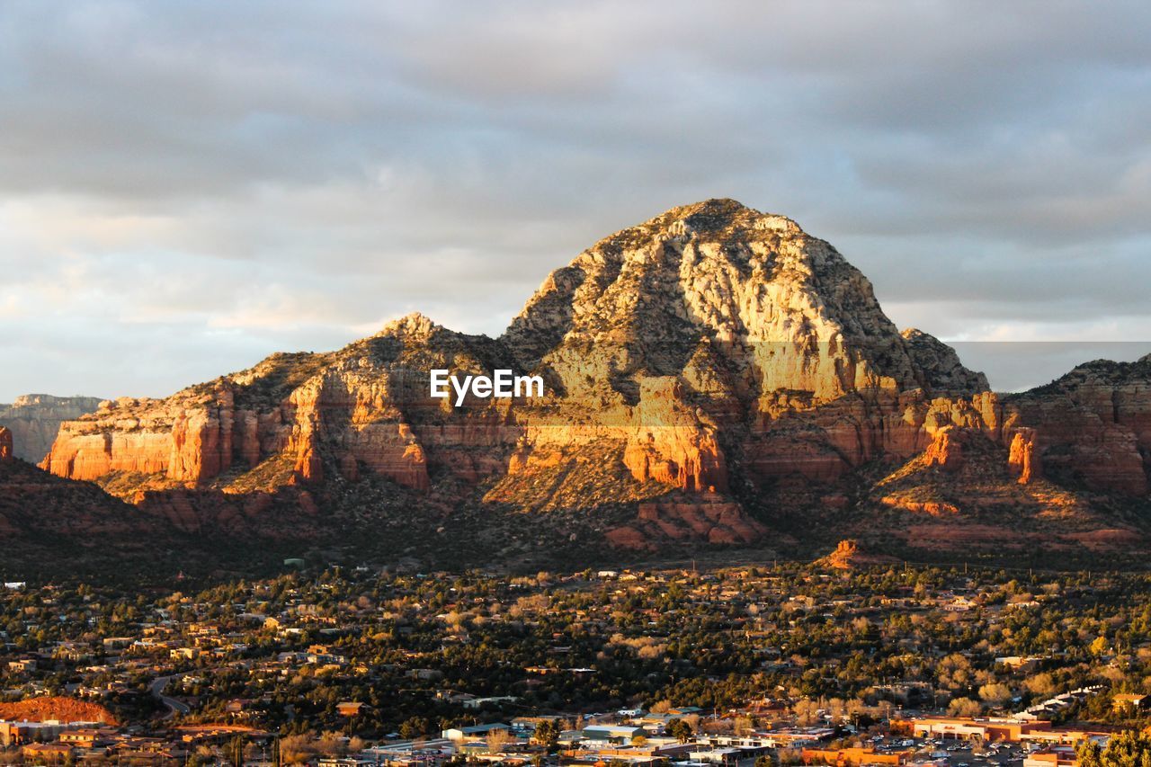 Scenic view of rocky mountains against sky