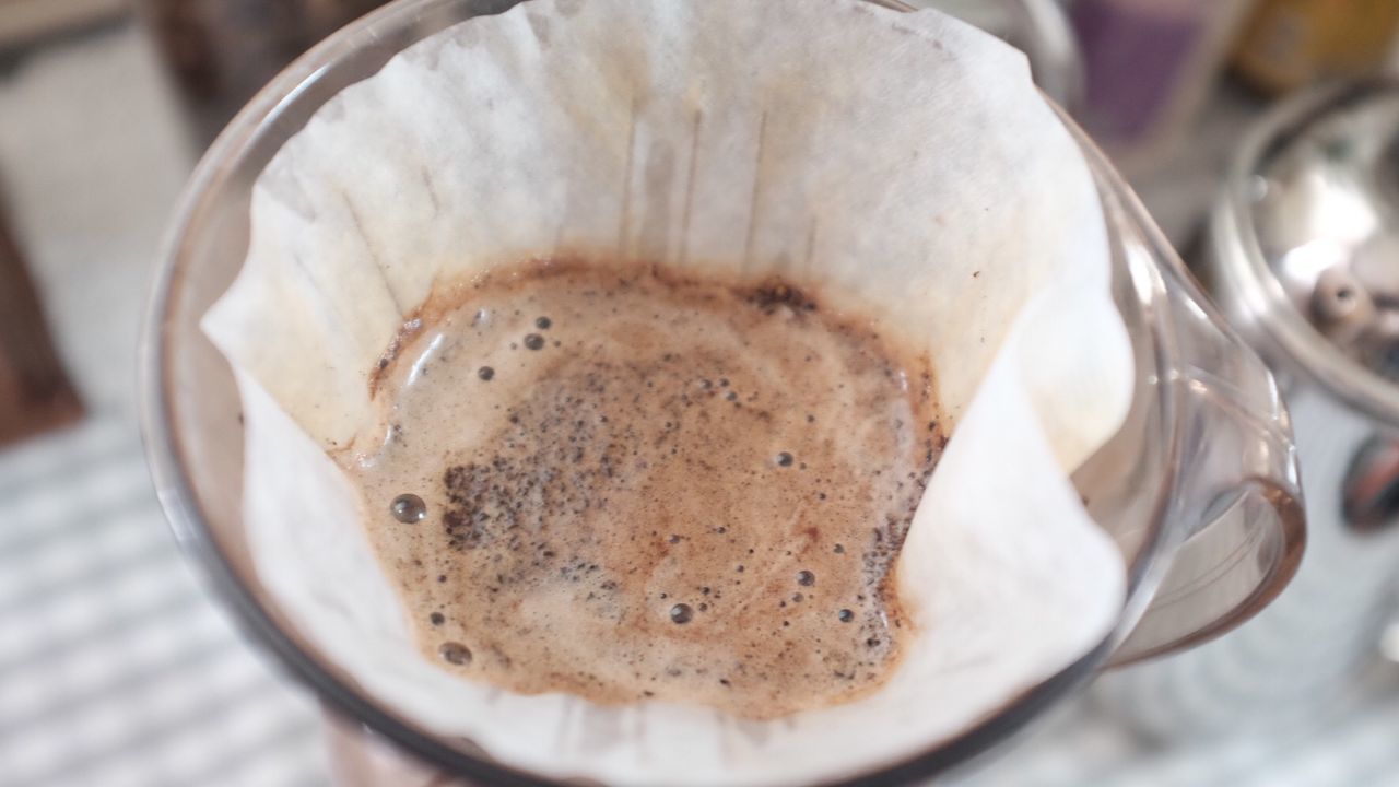 Close-up of coffee in cup on table