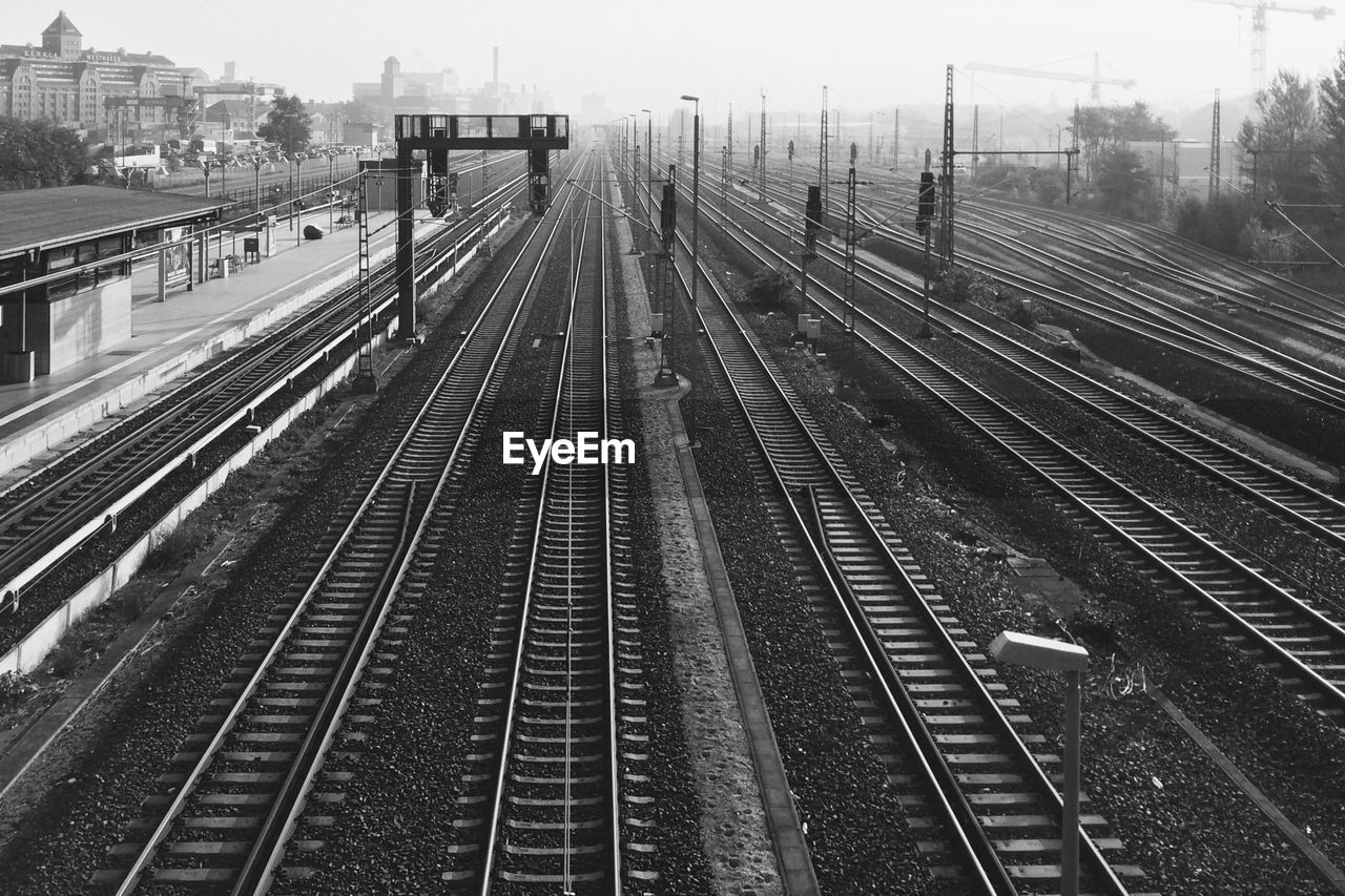 High angle view of railroad tracks