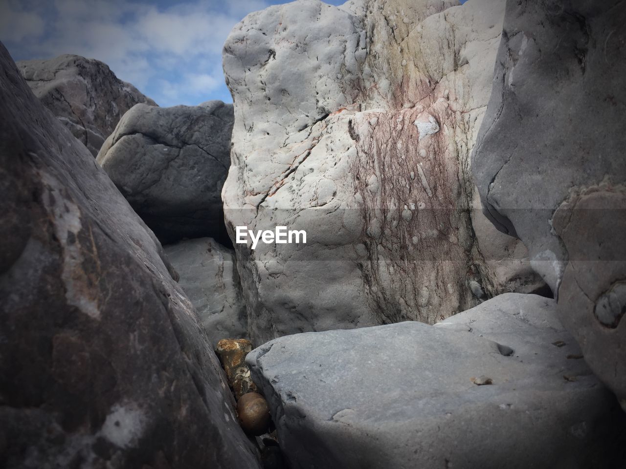 Close-up of smooth boulders