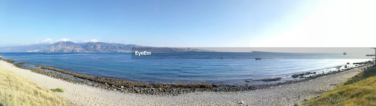 PANORAMIC VIEW OF BEACH AGAINST CLEAR SKY