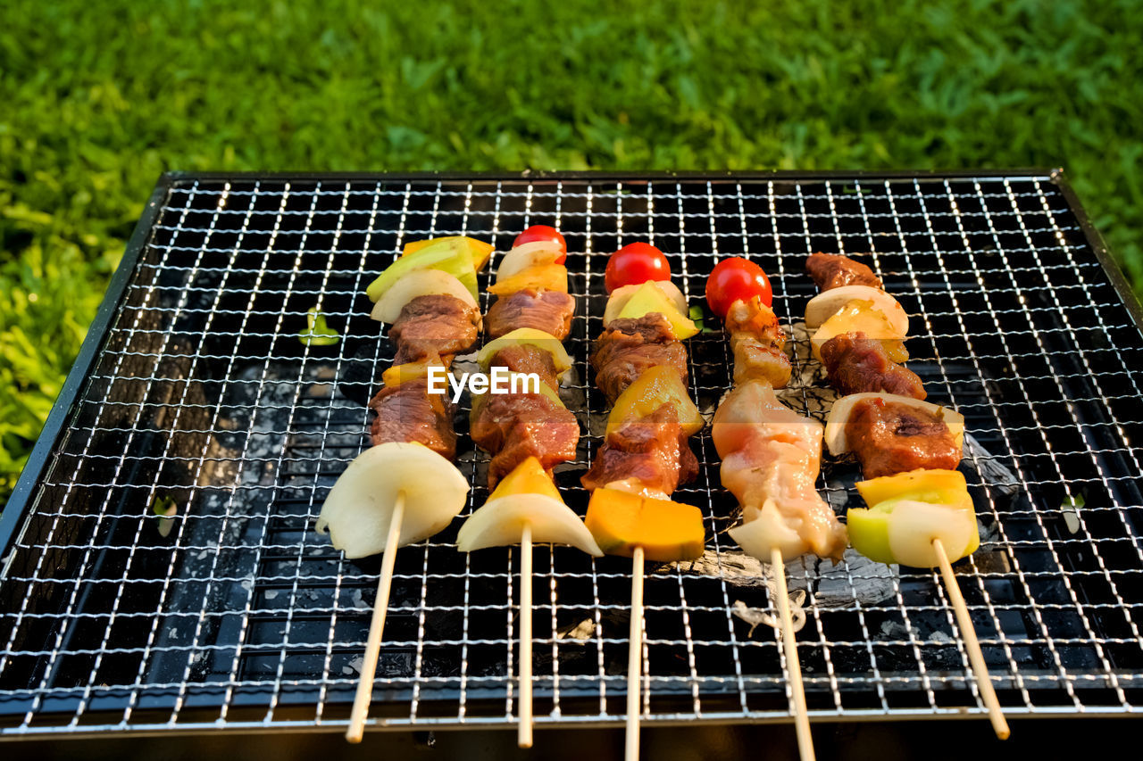 Barbecue on the grill in garden.