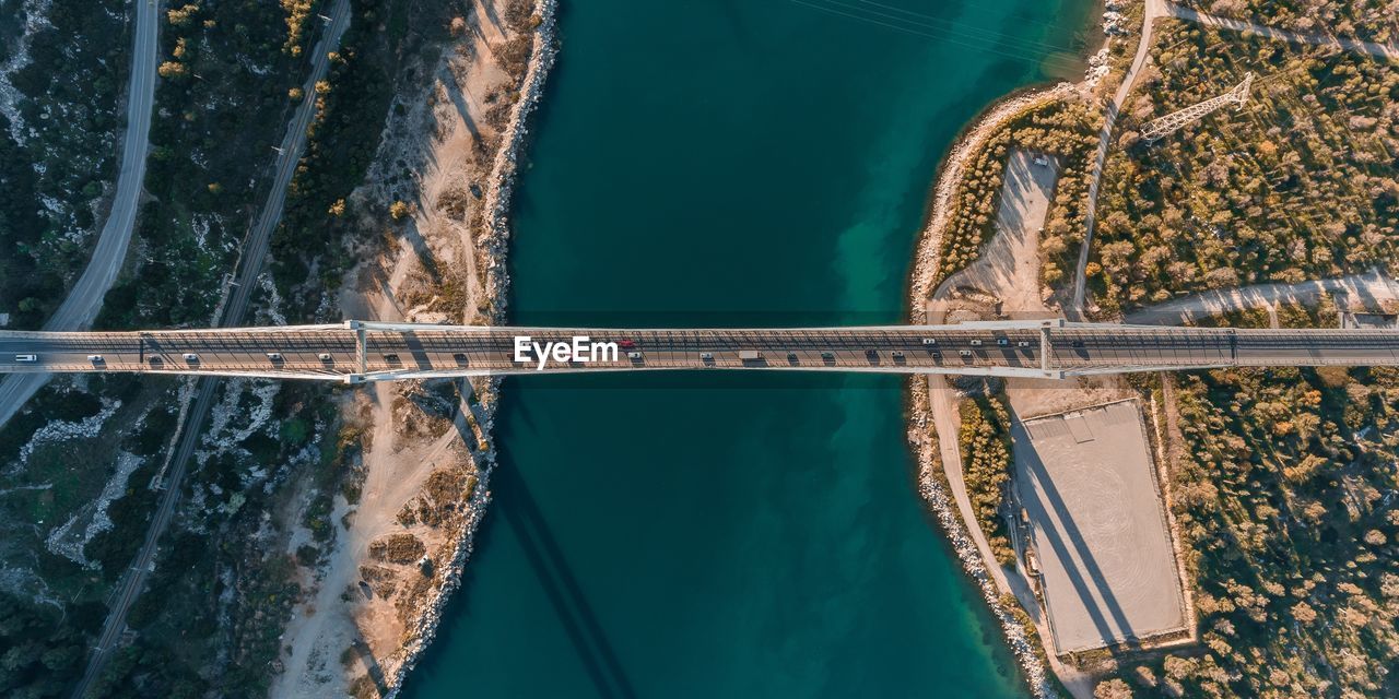 High angle view of bridge over river