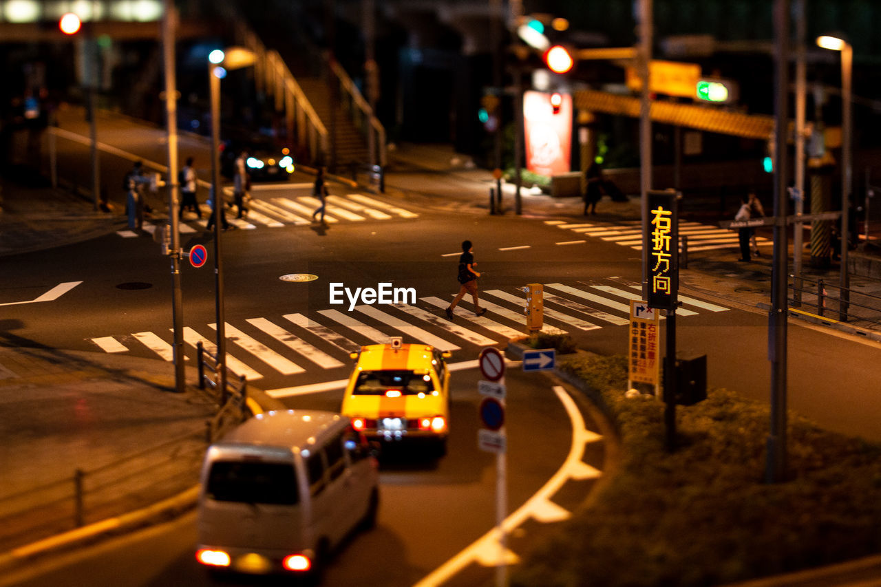 Traffic on road at night