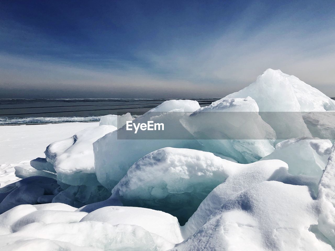 Snow covered landscape against sky