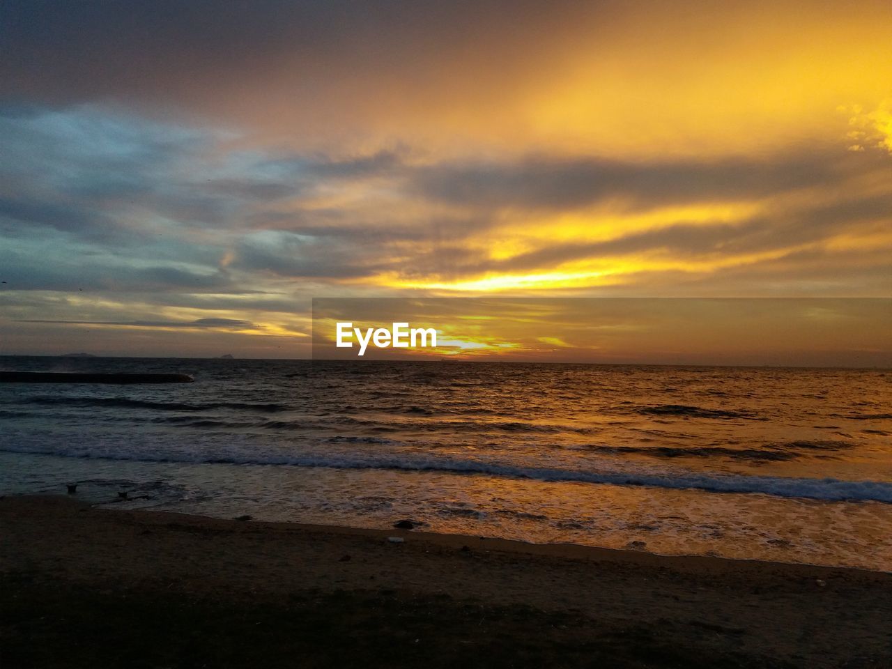 SCENIC VIEW OF BEACH DURING SUNSET