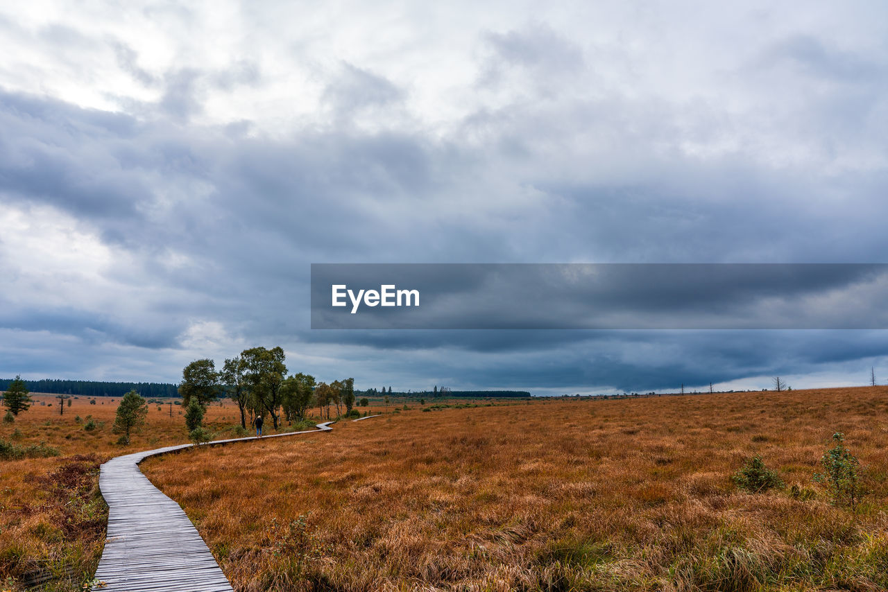 FOOTPATH ON FIELD AGAINST SKY