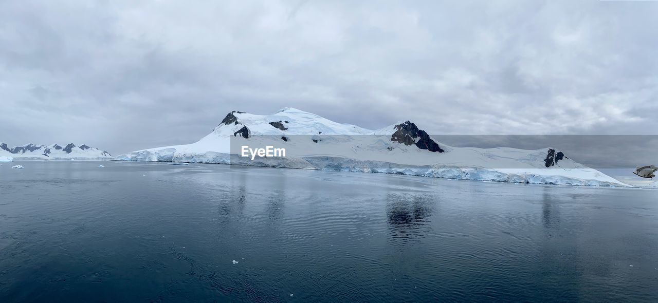 Scenic view of snowcapped landscape against sky