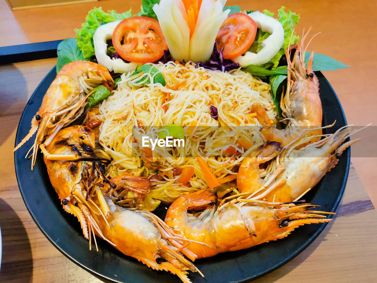 High angle view of food in plate