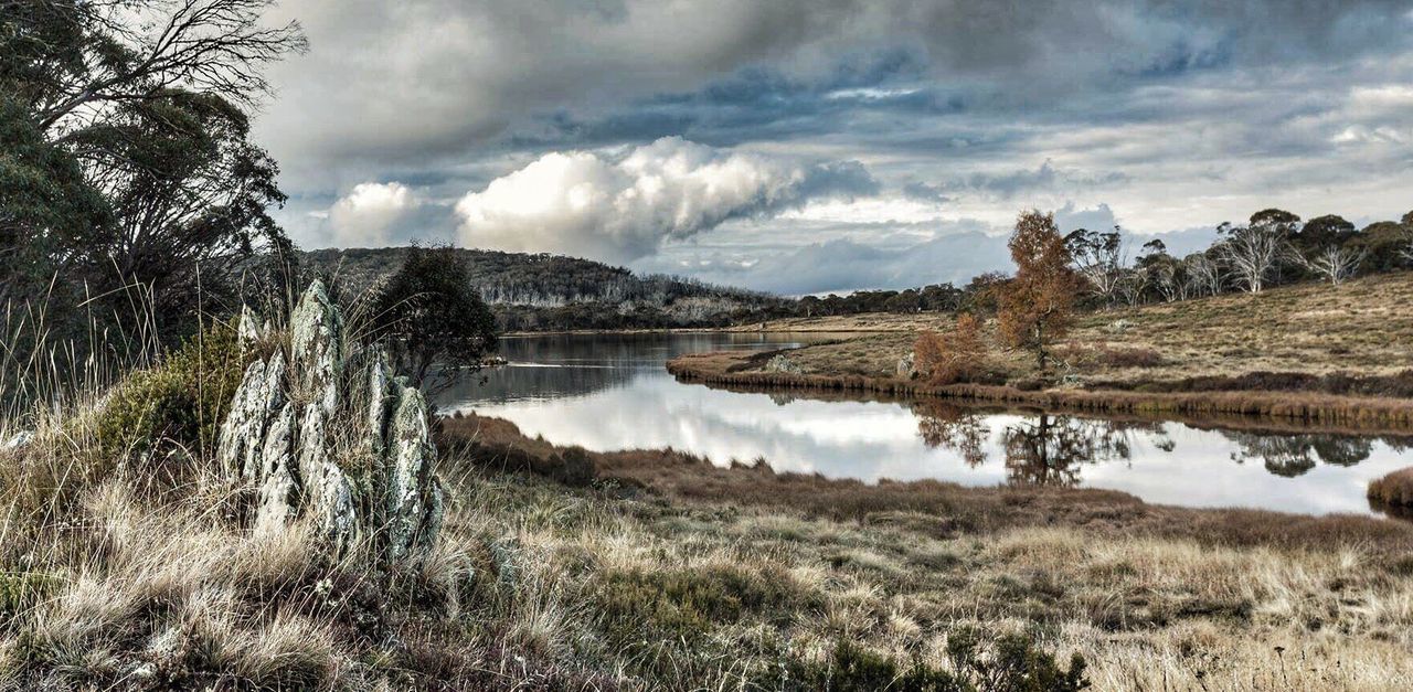 SCENIC VIEW OF LAKE AGAINST SKY