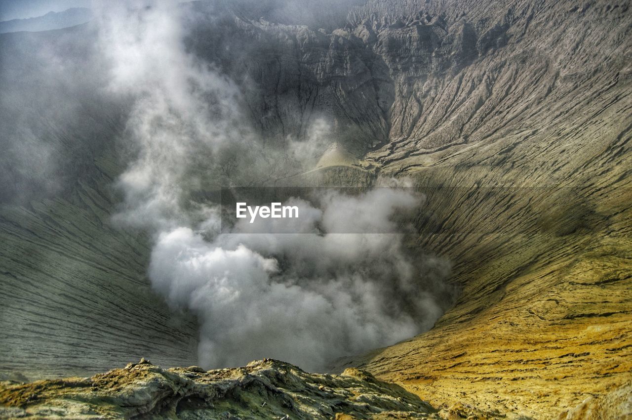 Aerial view of volcanic landscape