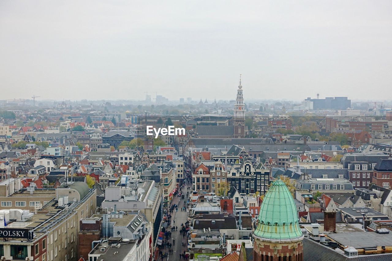 High angle view of cityscape against sky