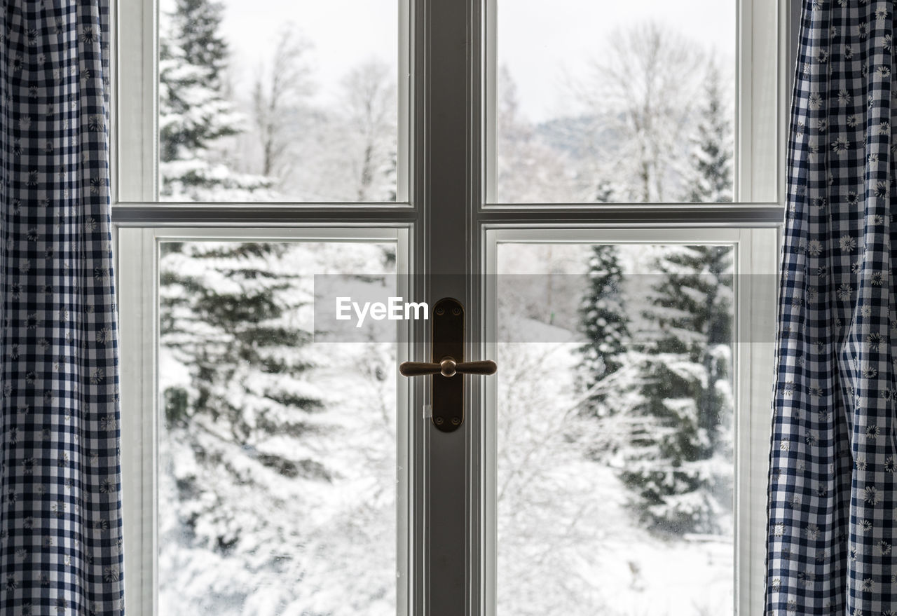 Close-up of window during winter