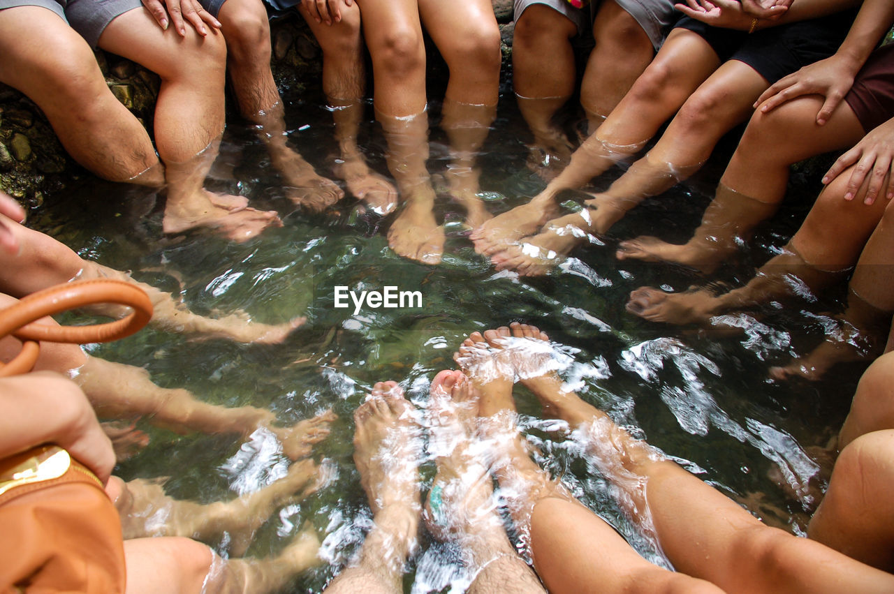 Low section of people in hot spring
