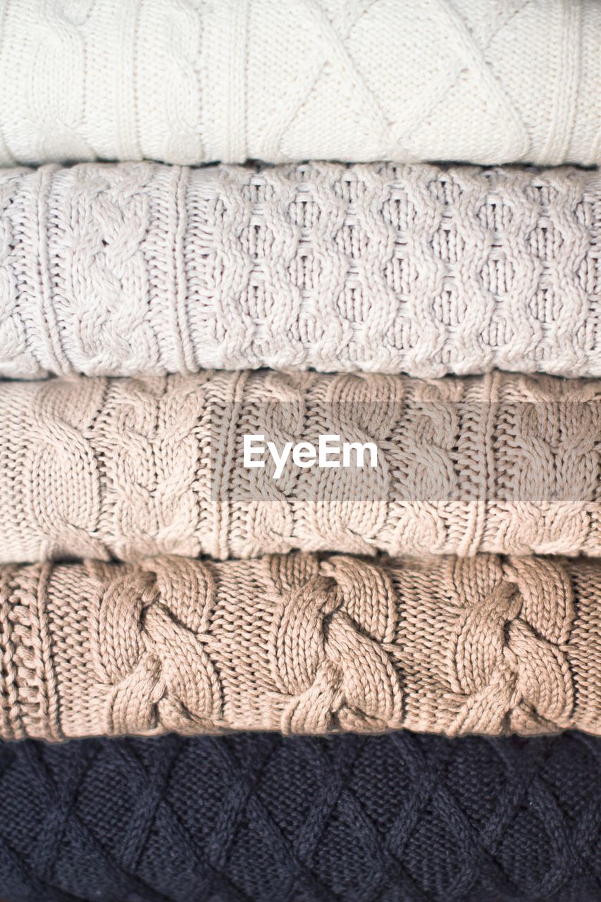Full frame of woolen clothing