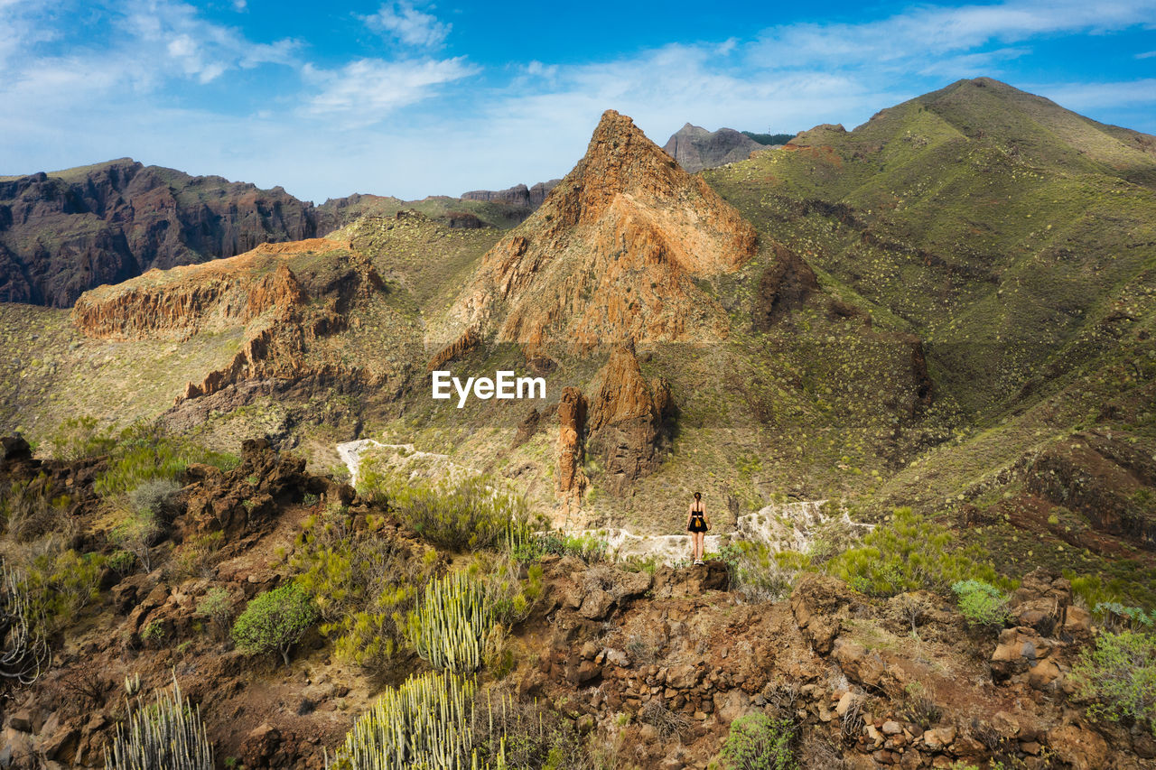 Stunning mountains view southern teno region vith view on montana guama in tenerife, spain