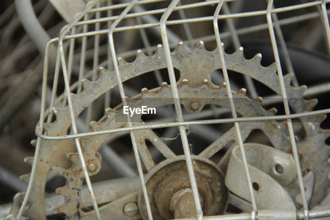 Close-up of old rusty metallic machinery