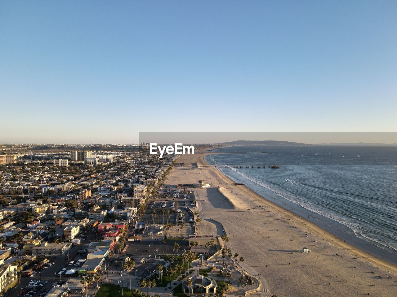 high angle view of townscape against clear sky