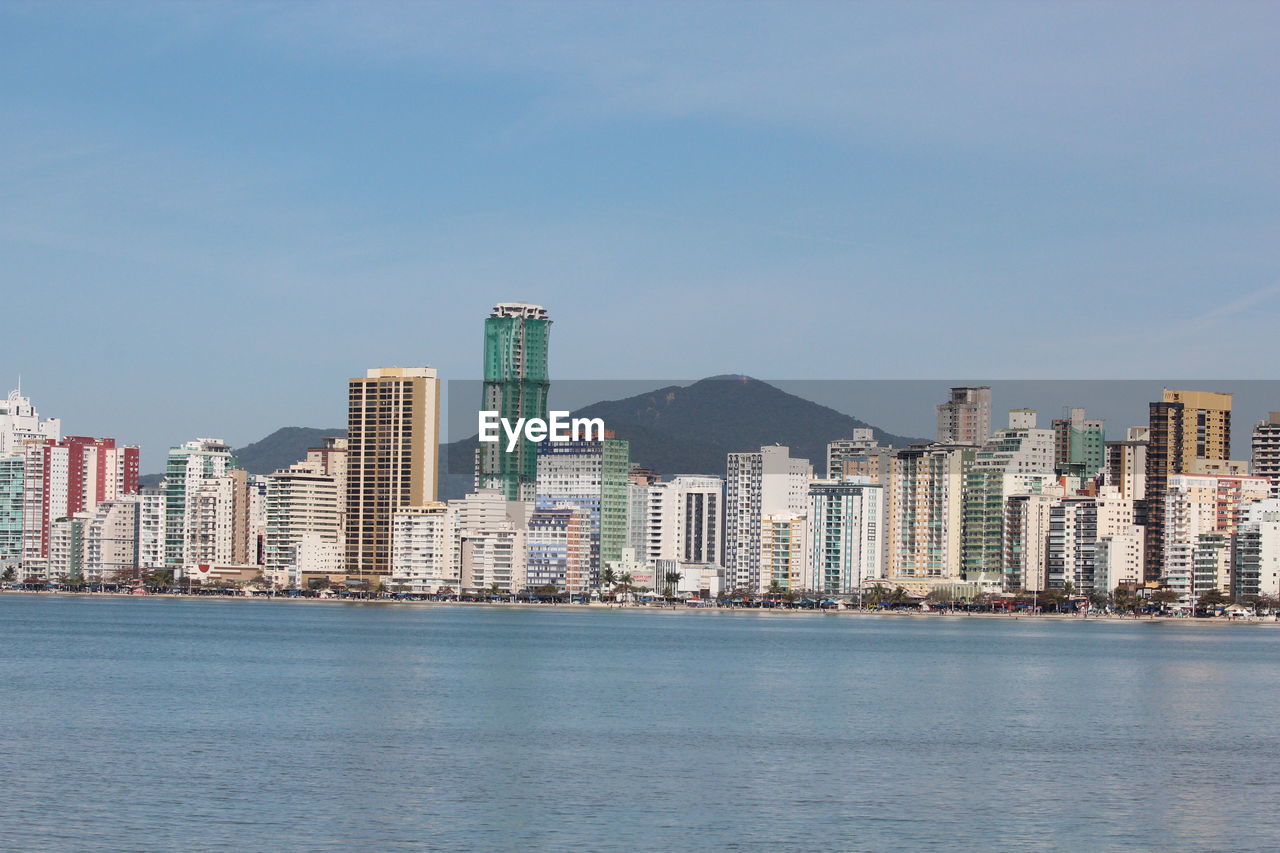 View of river against the city