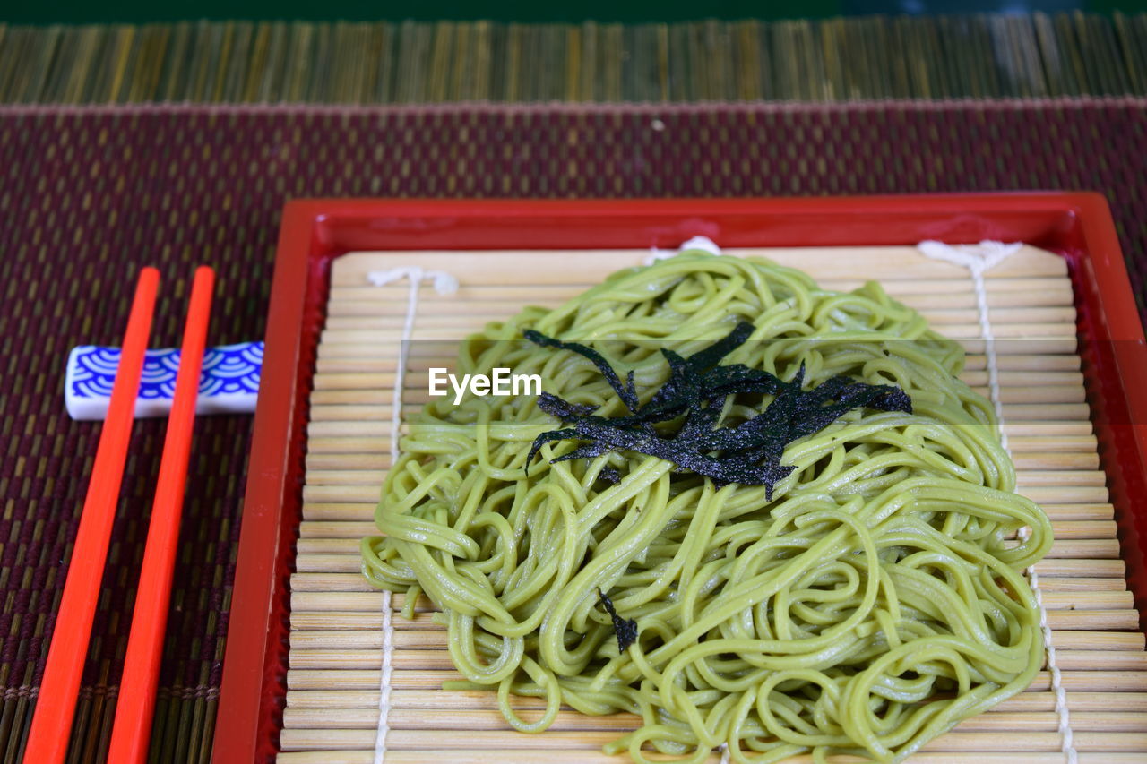 High angle view of vegetables on table