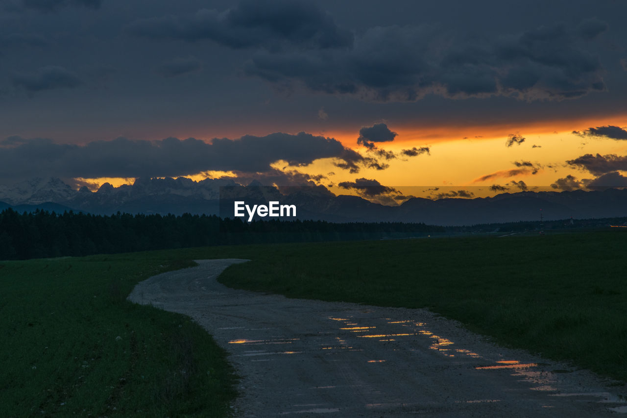 SCENIC VIEW OF FIELD DURING SUNSET