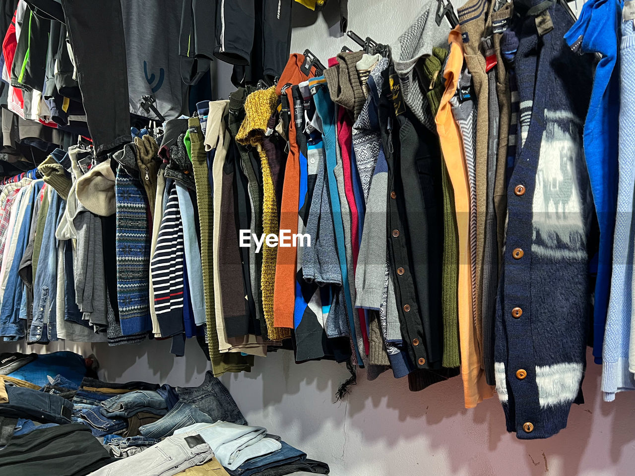 full frame shot of clothes hanging on rack