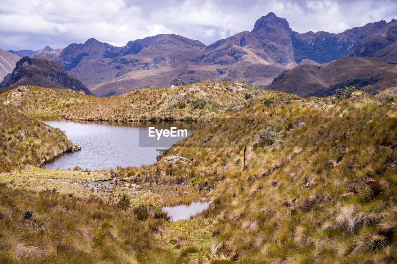 SCENIC VIEW OF LAKE AMIDST MOUNTAINS AGAINST SKY