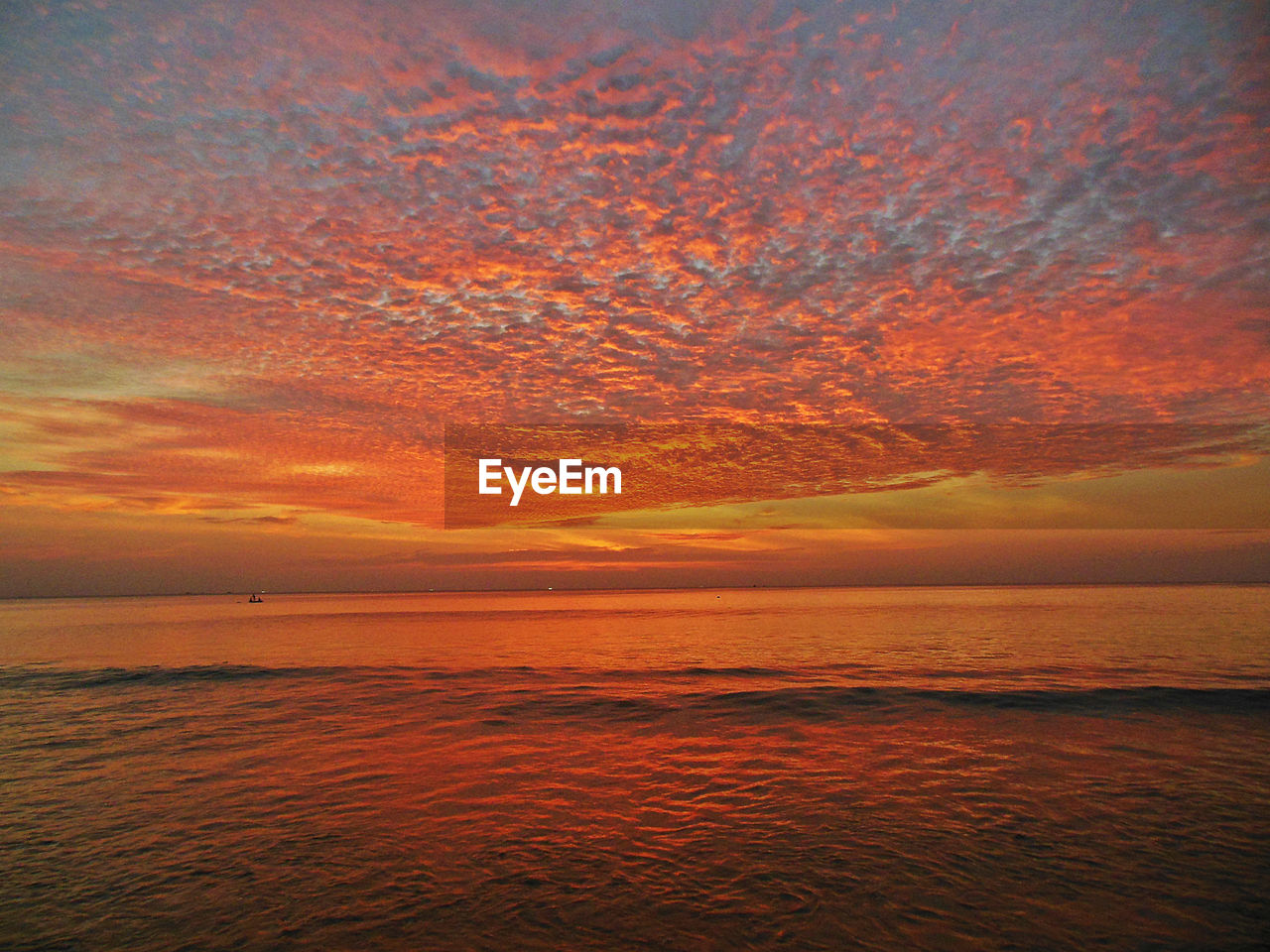 Scenic view of sea against dramatic sky