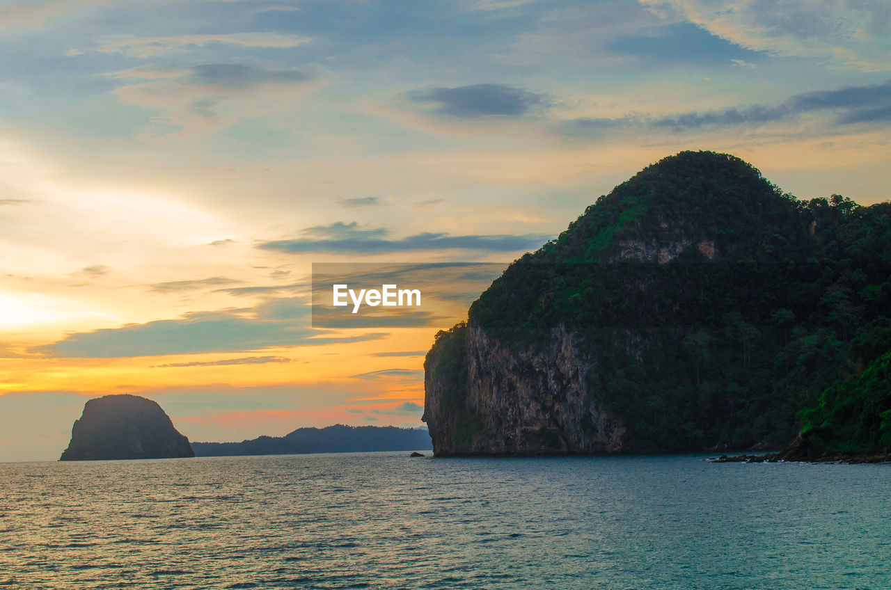 Scenic view of sea against sky during sunset
