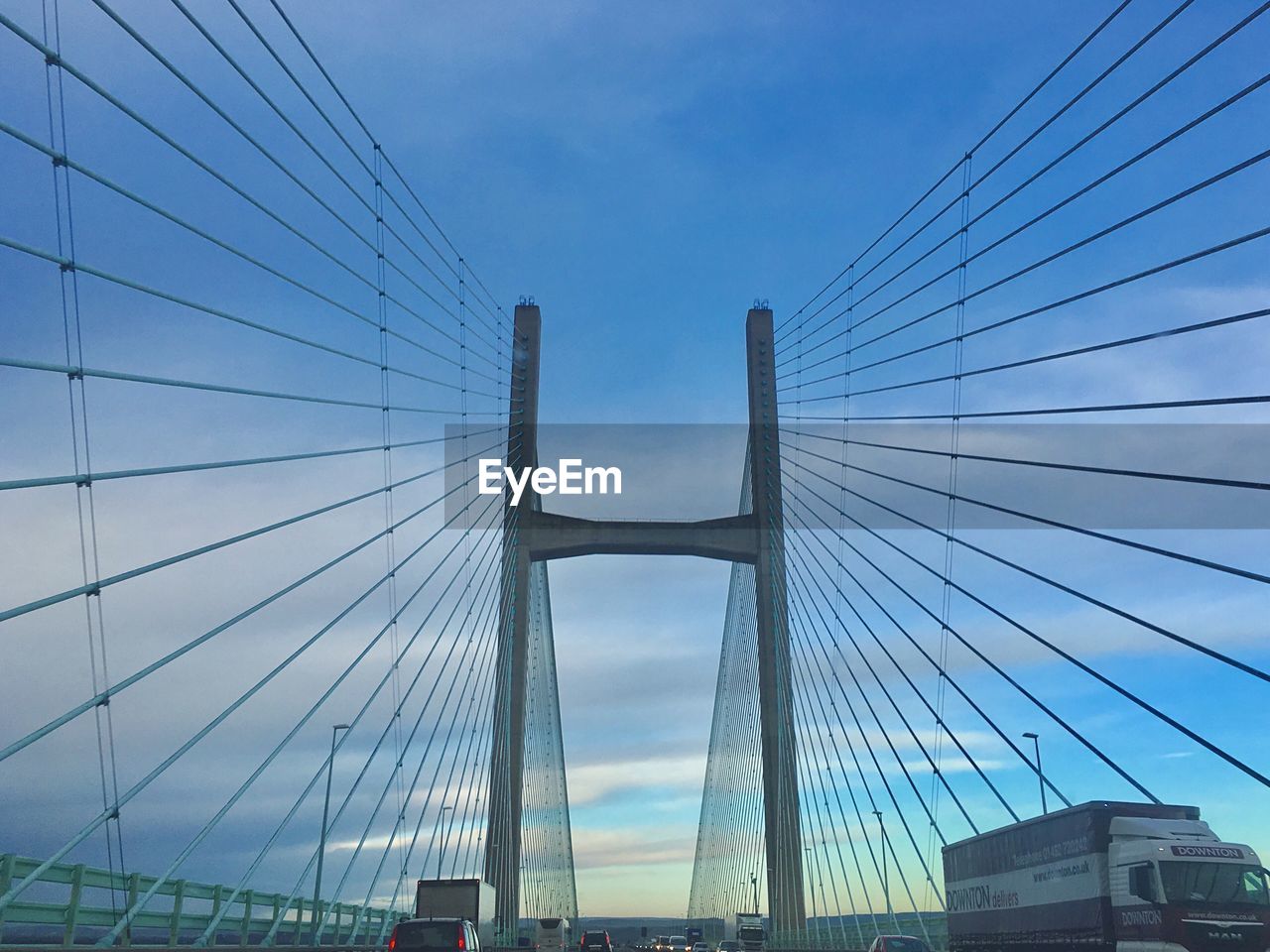 LOW ANGLE VIEW OF SUSPENSION BRIDGE