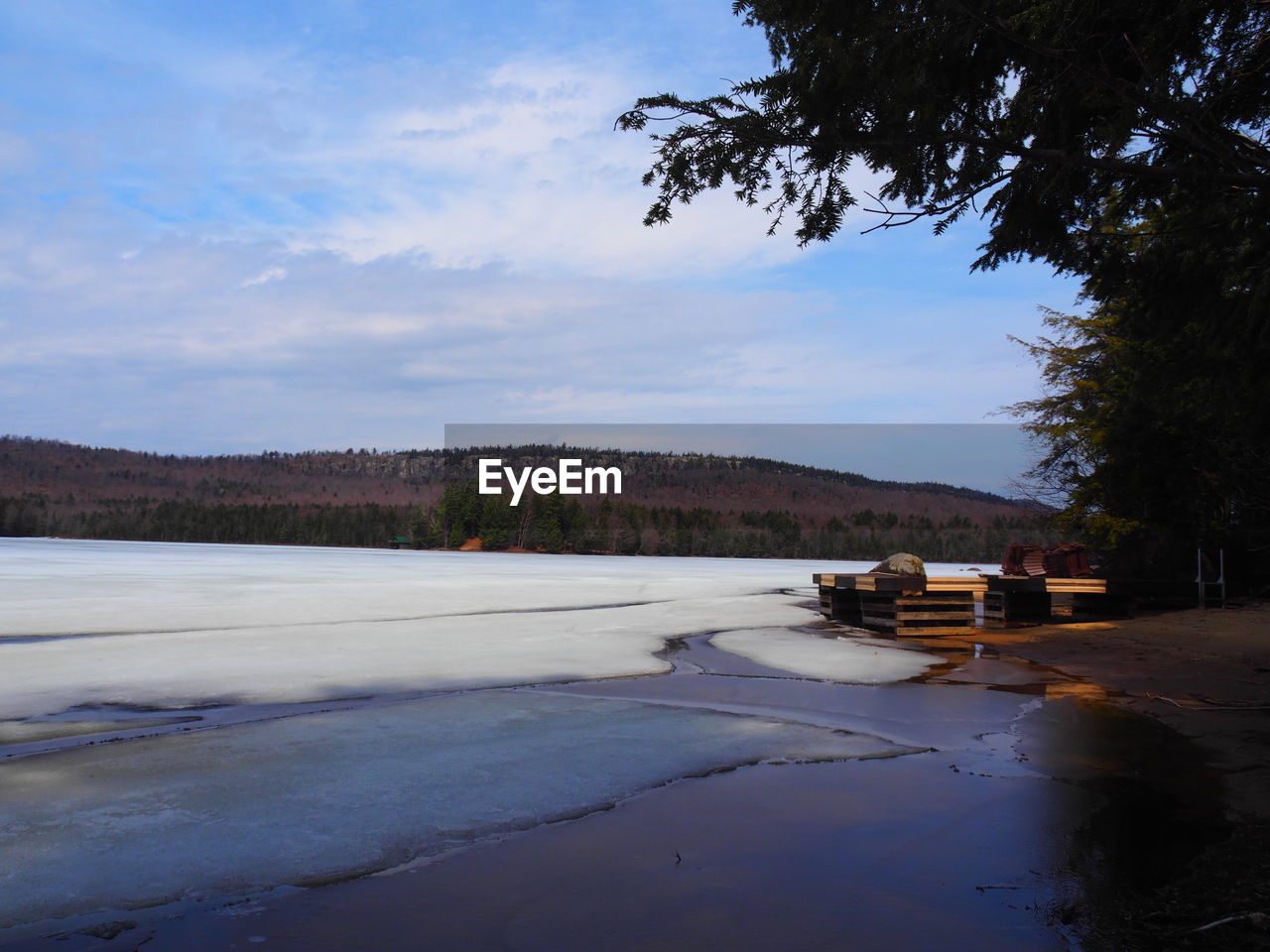 Scenic view of lake against sky