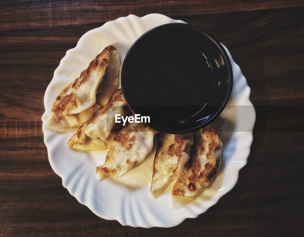 High angle view of breakfast served on table