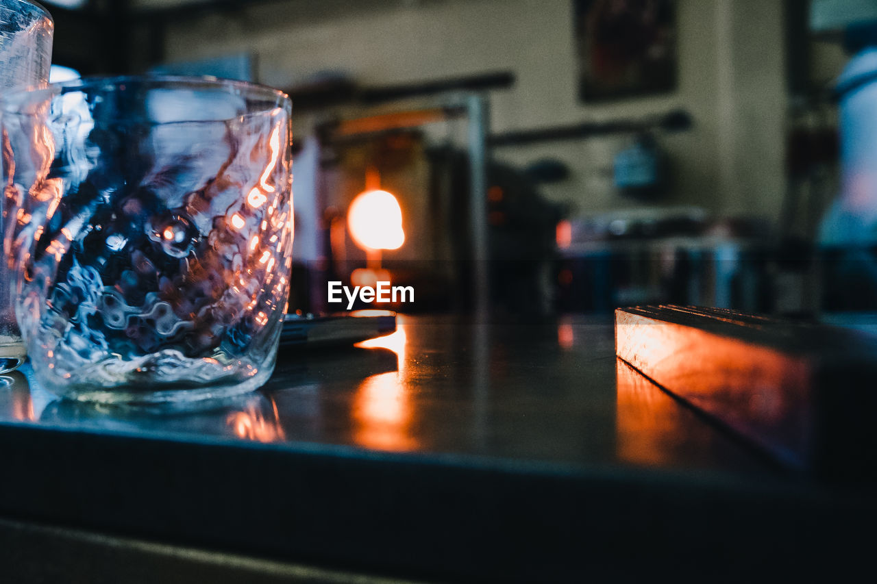 Close-up of glass on table