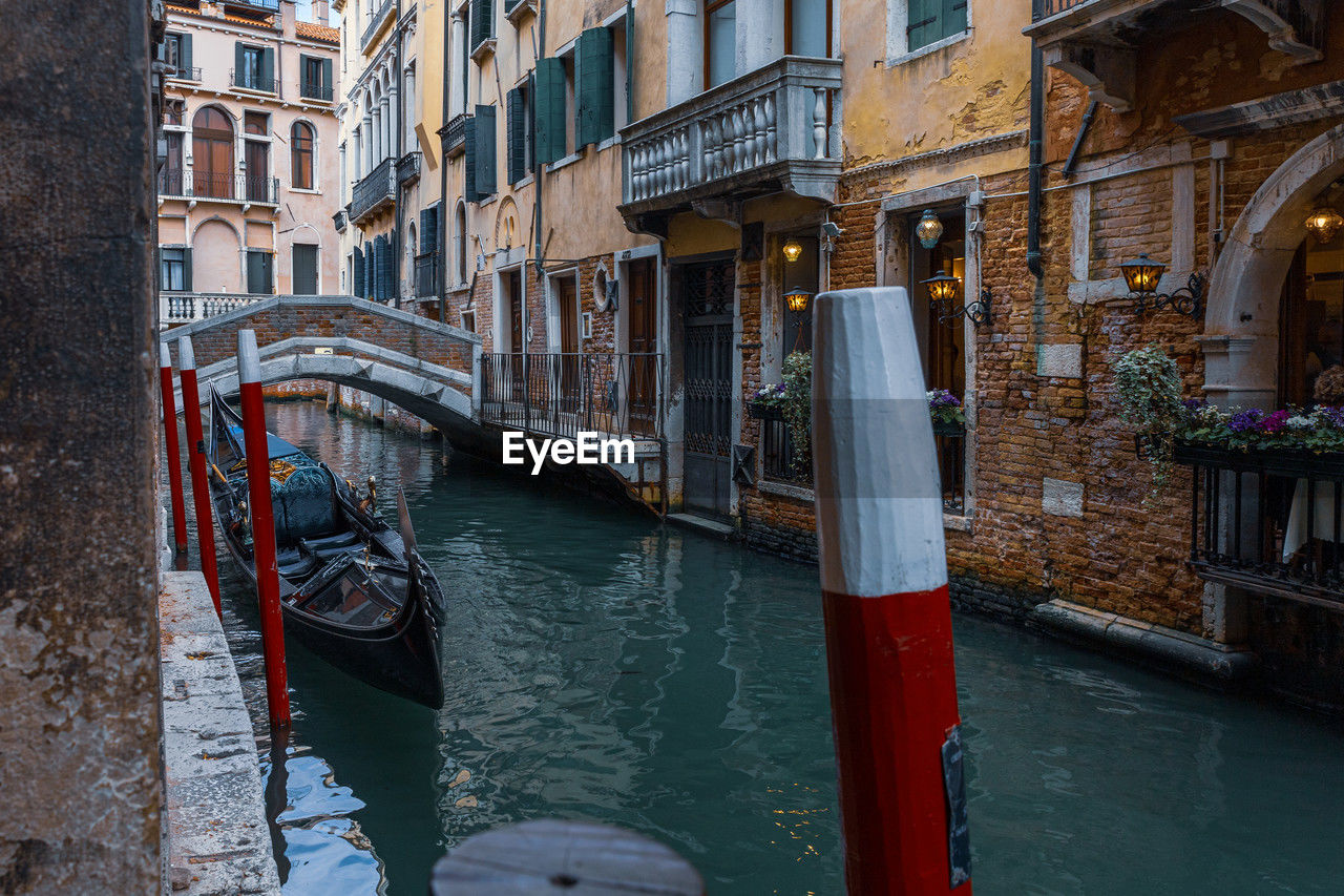 Buildings and streets of the city on the water venice