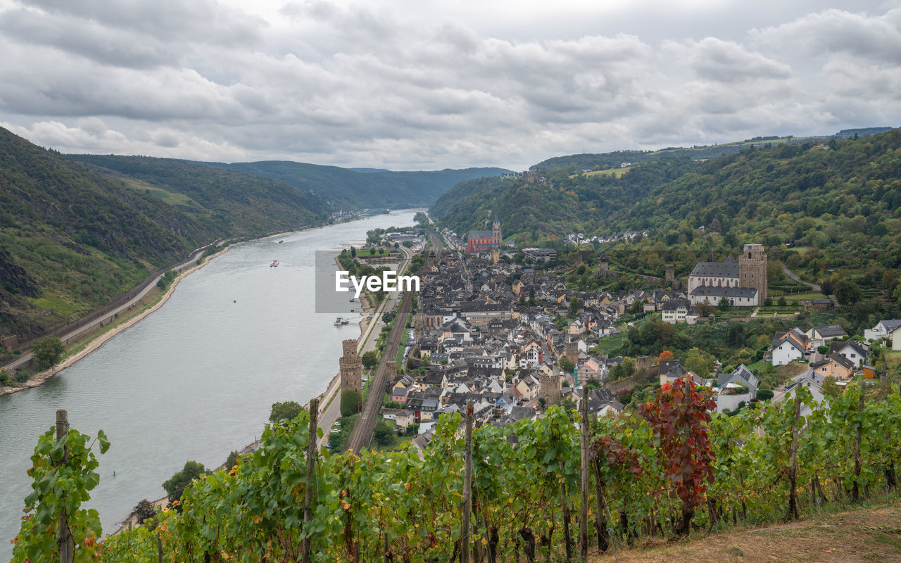 Panoramic image of oberwesel close to the rhine river, rhine valley, germany