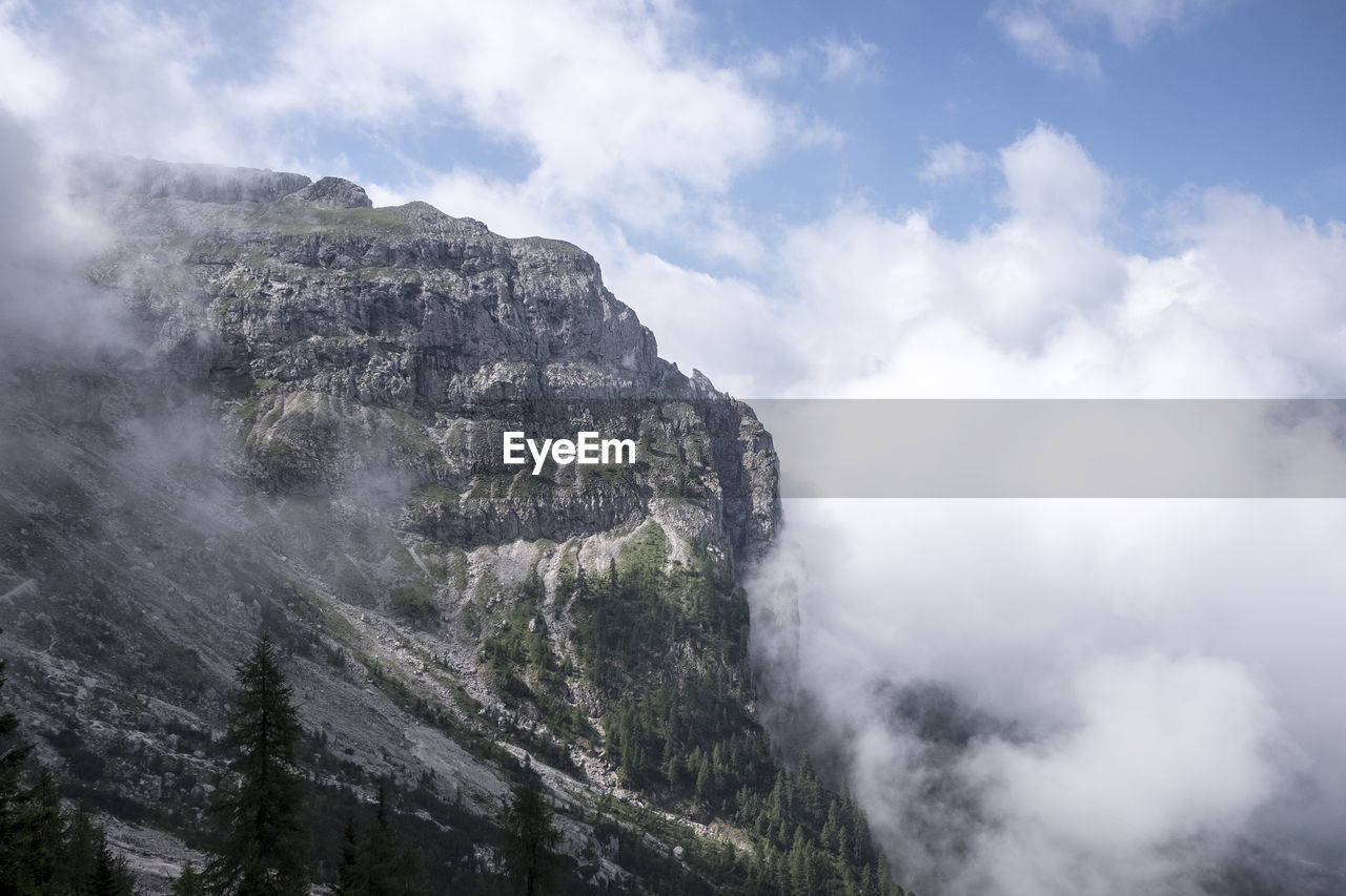 Scenic view of rocky mountains against sky