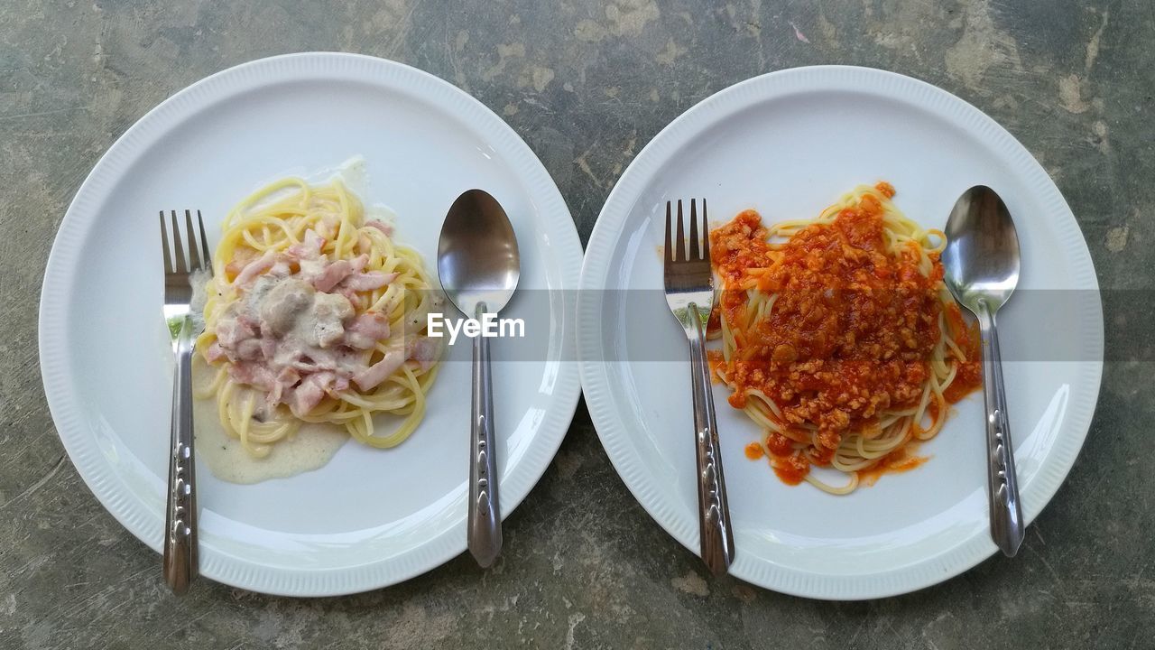 HIGH ANGLE VIEW OF BREAKFAST IN PLATE ON TABLE