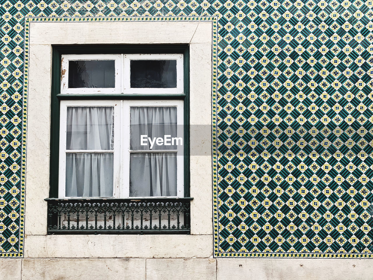 Low angle view of window on building