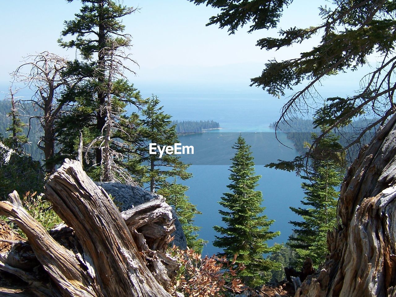 Scenic view of lake tahoe against sky