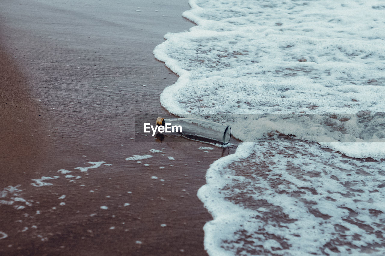 High angle view of frozen sea