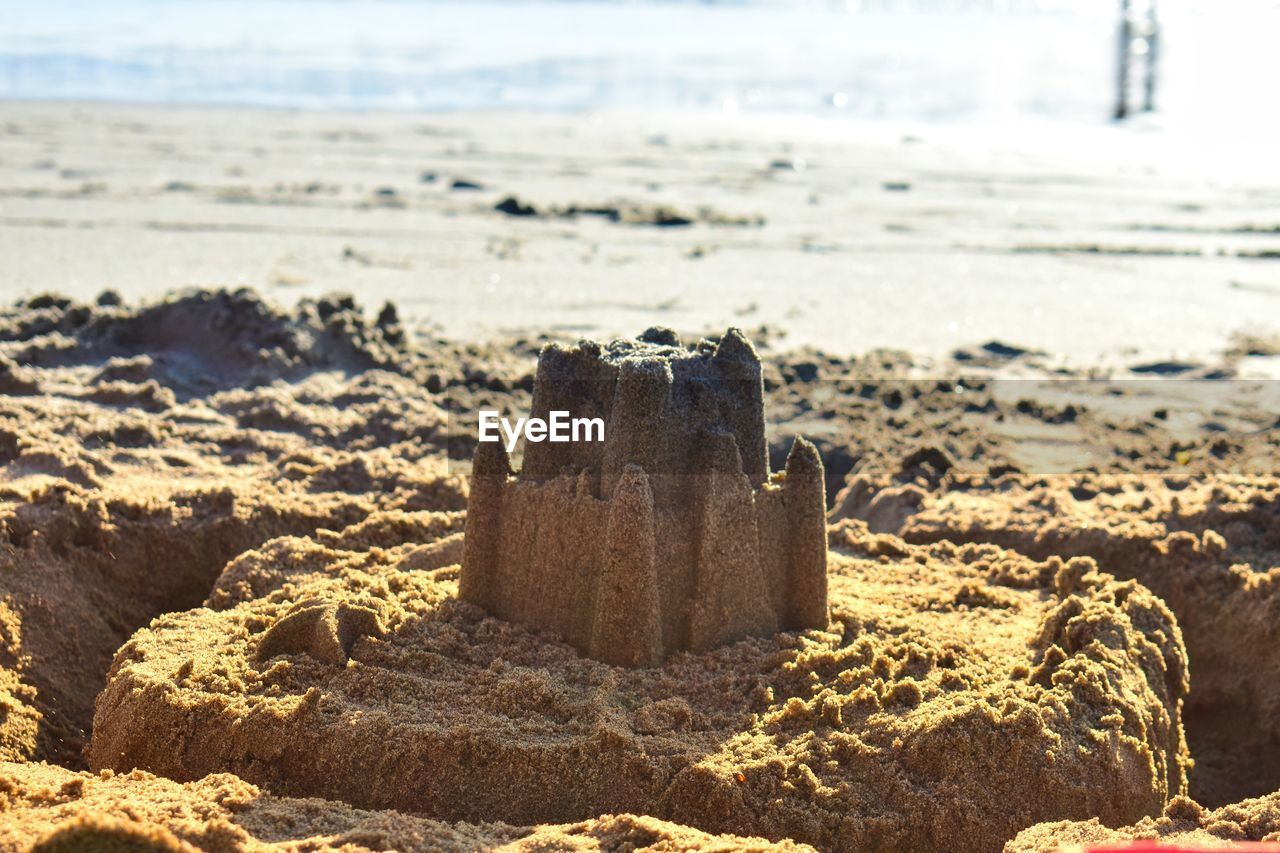 close-up of rock at beach