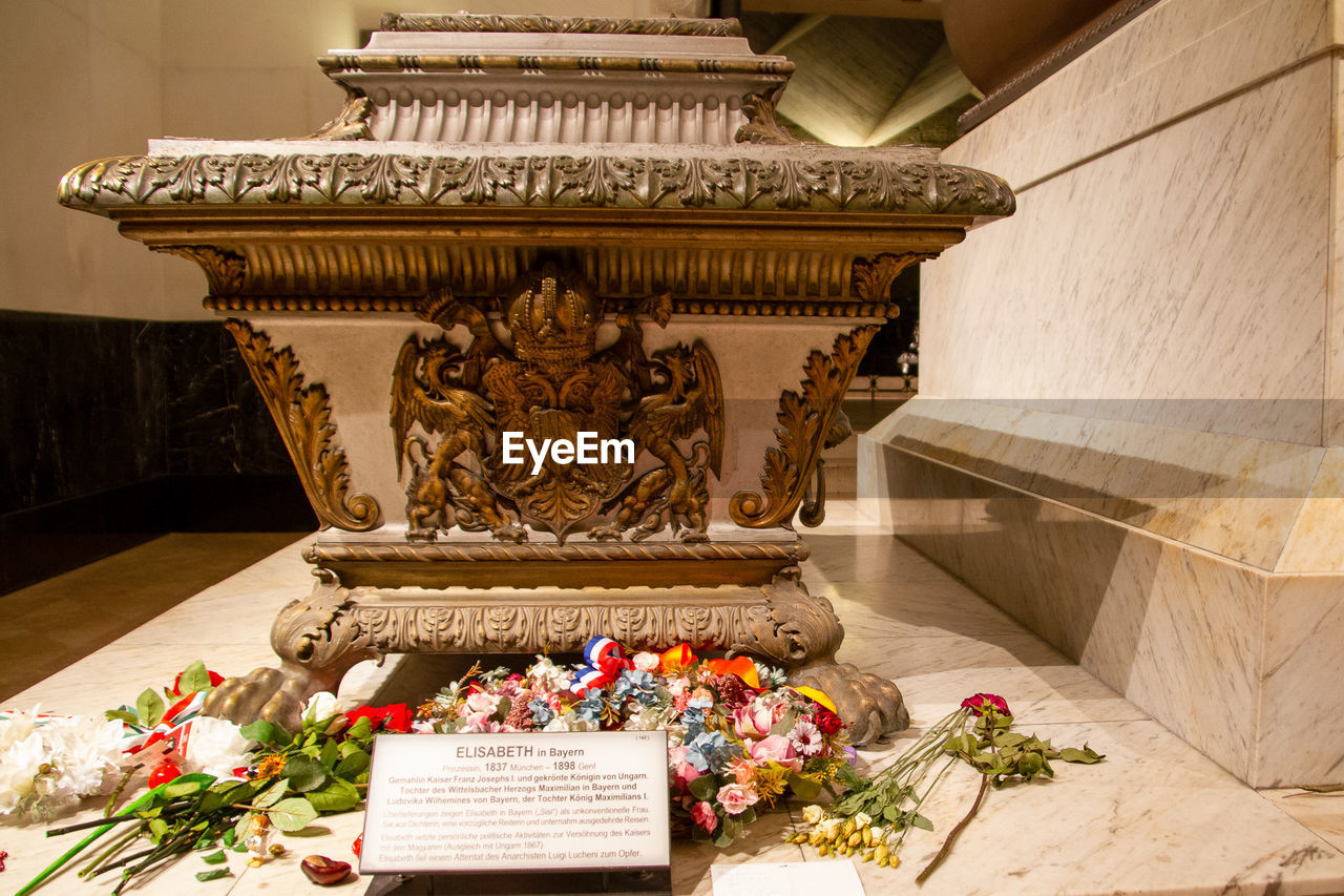 Vienna, austria, july 21, 2021. kapuzinergruft. tomb of empress elisabeth, sissi