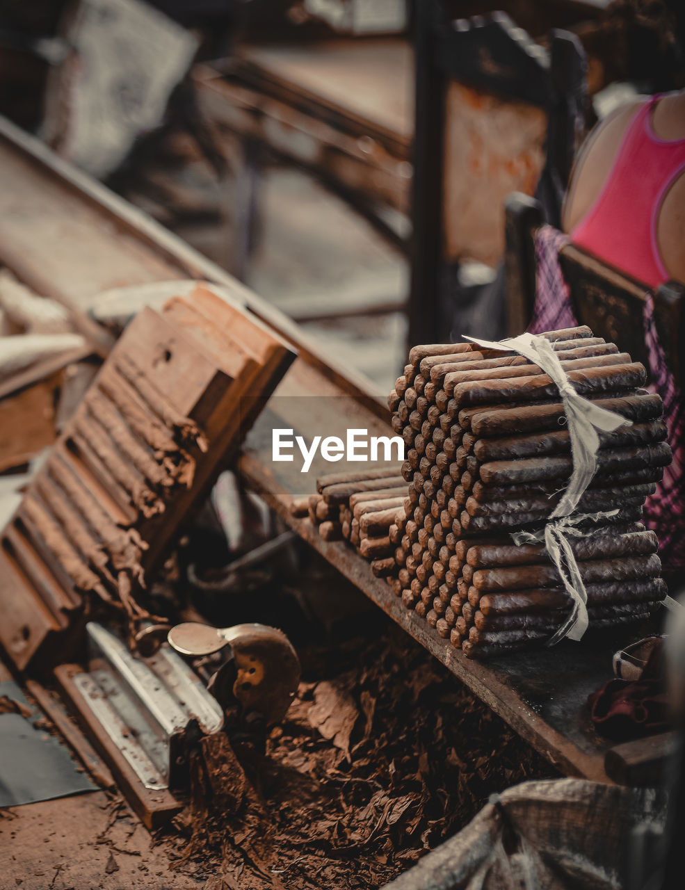 View of cigar in factory