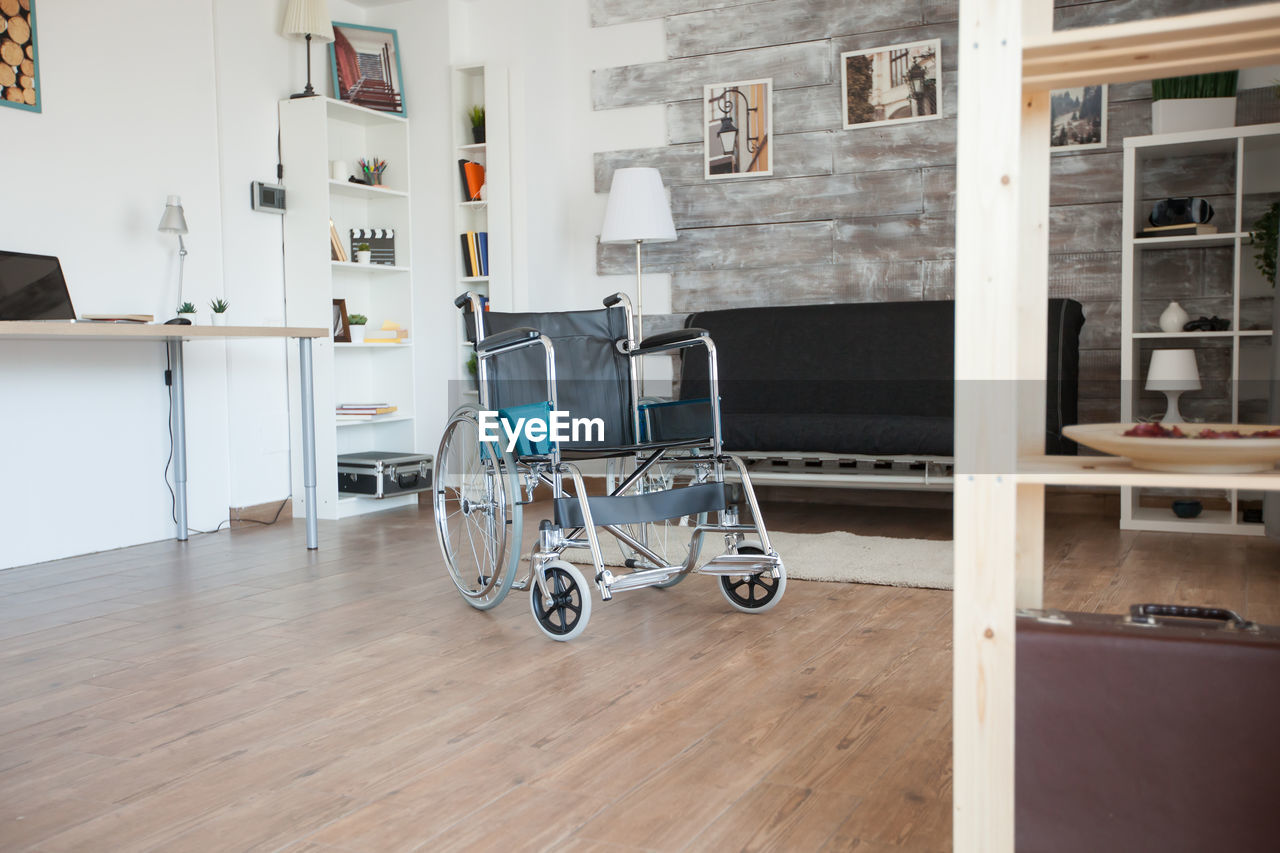 Wheelchair on floor at home