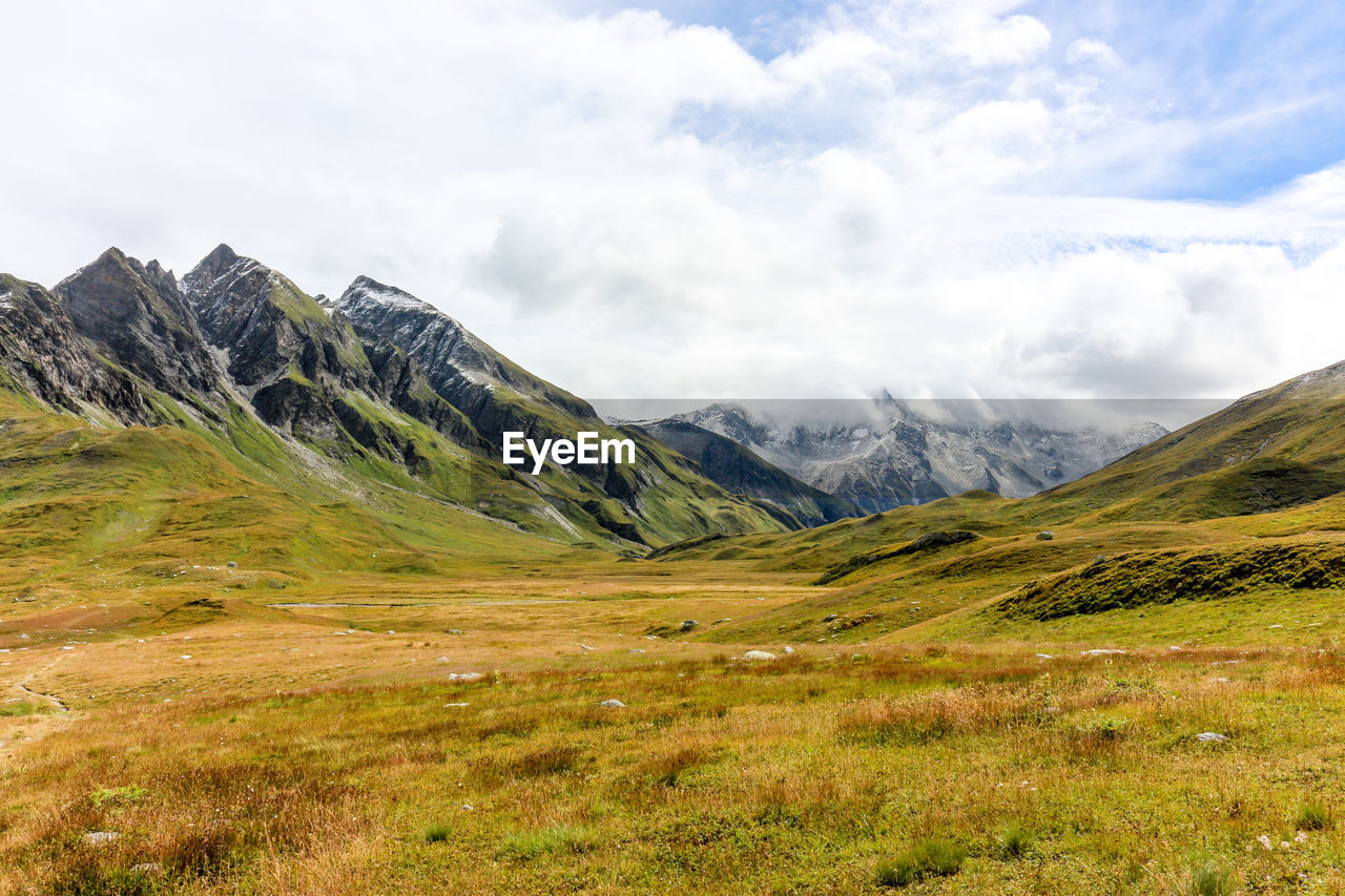 Greina high plateau in swiss alps