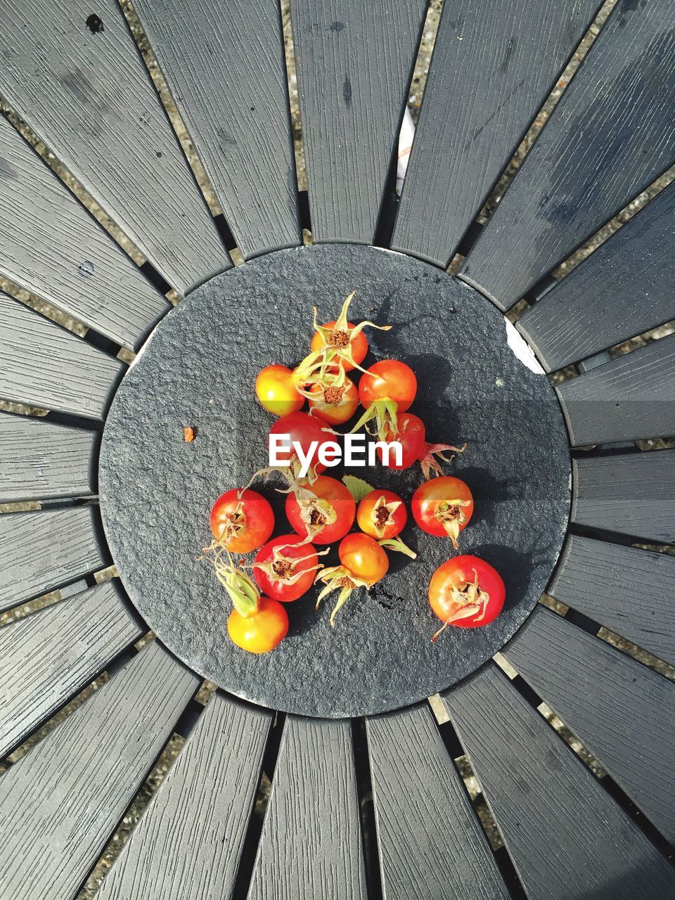 Directly above shot of tomatoes on table