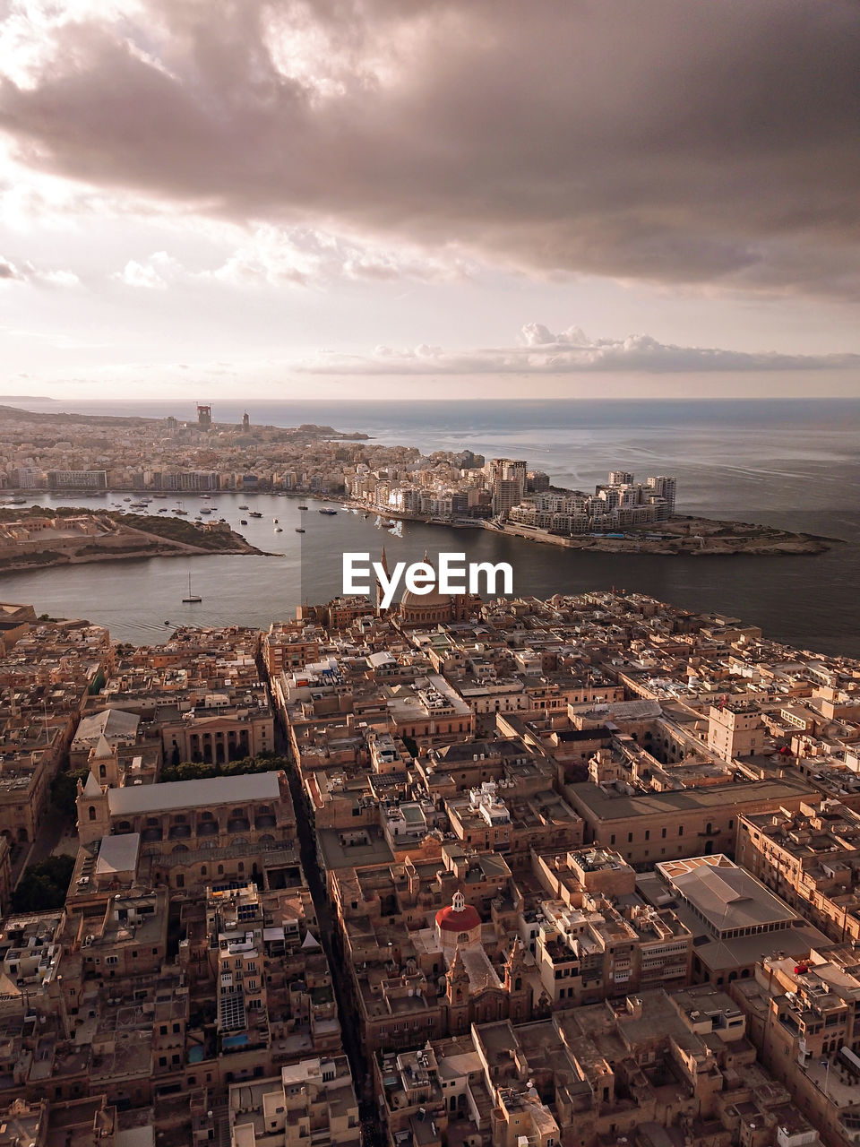 Aerial view of valletta city in malta