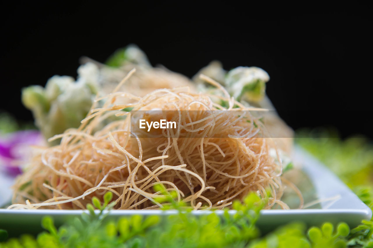 CLOSE-UP OF NOODLES IN PLATE