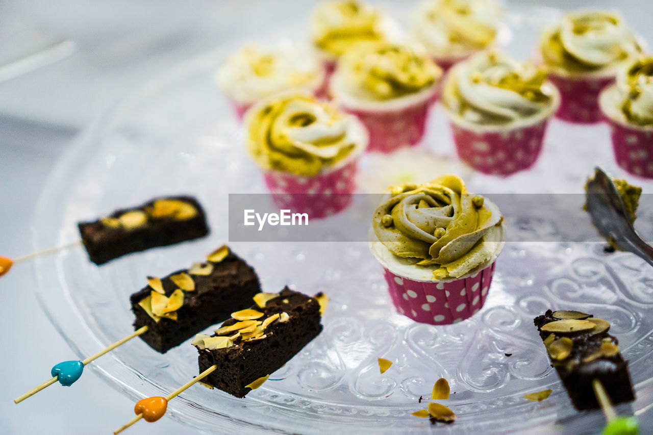 High angle view of cake on table